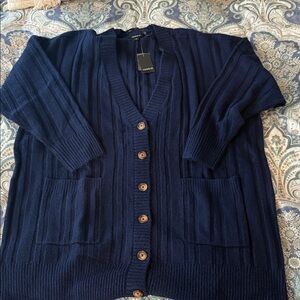 Torrid Deep Blue Ribbed Cardigan